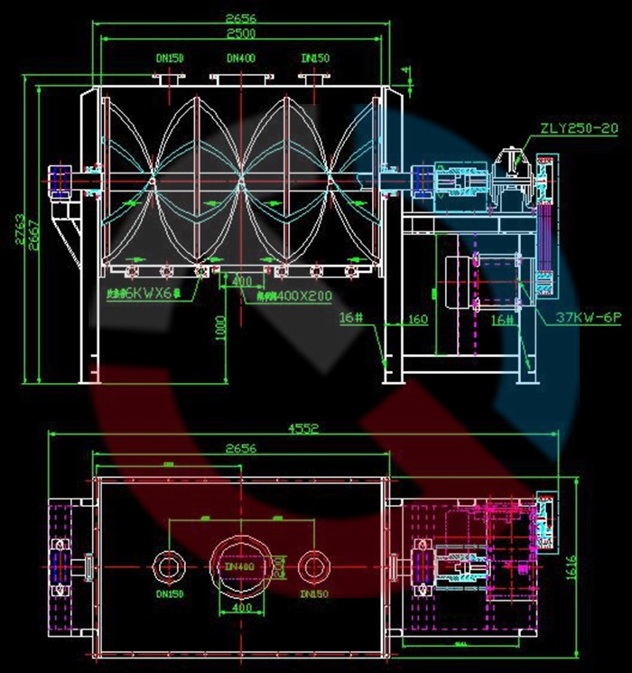 臥式螺帶混合機(jī)技術(shù)圖紙